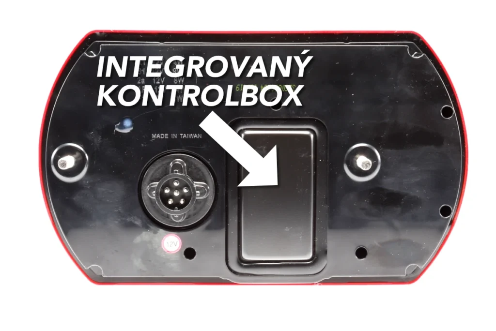 Integrovaný kontrolbox v LED diodové zadní sdružené svítilně pro přívěs.