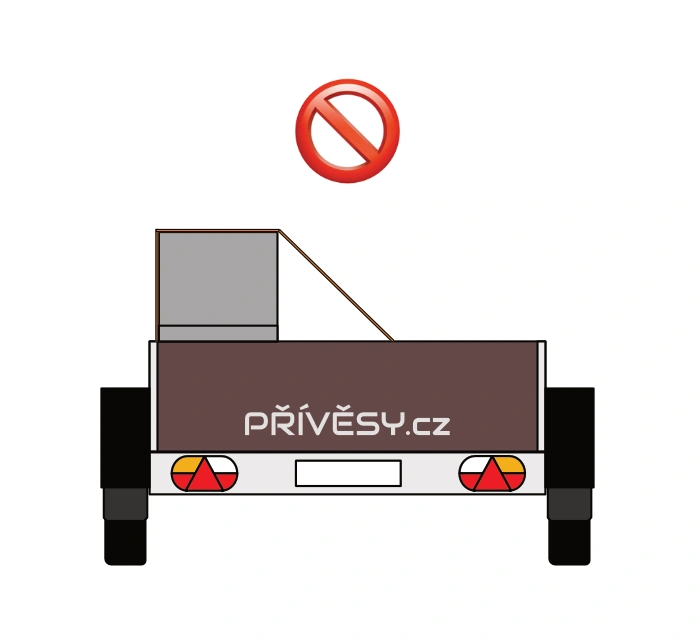 Nesprávné umístění nákladu u levé strany přívěsu.