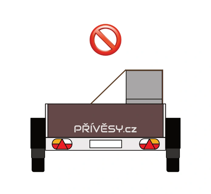 Nesprávné umístění nákladu u pravé strany přívěsu.